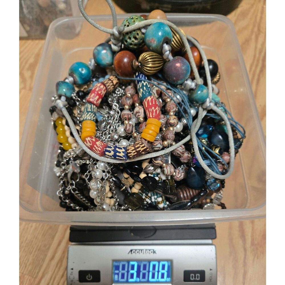 3 Pound+ Beaded Bracelet and Necklace Lot Vintage-Contemporary